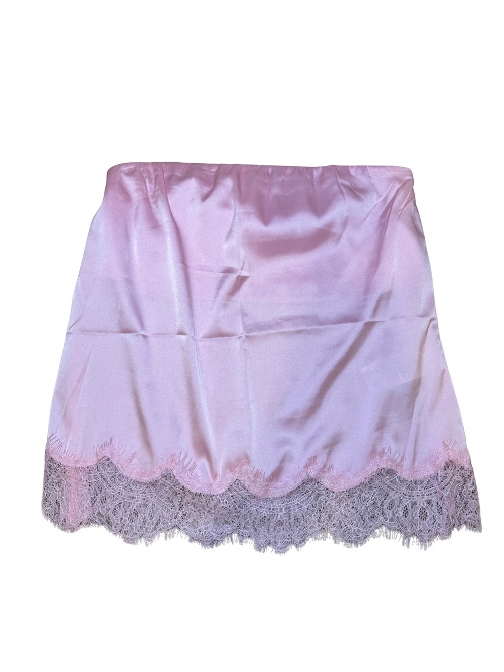 SHEIN Pink Satin Lace-Trim Camisole Slip Top